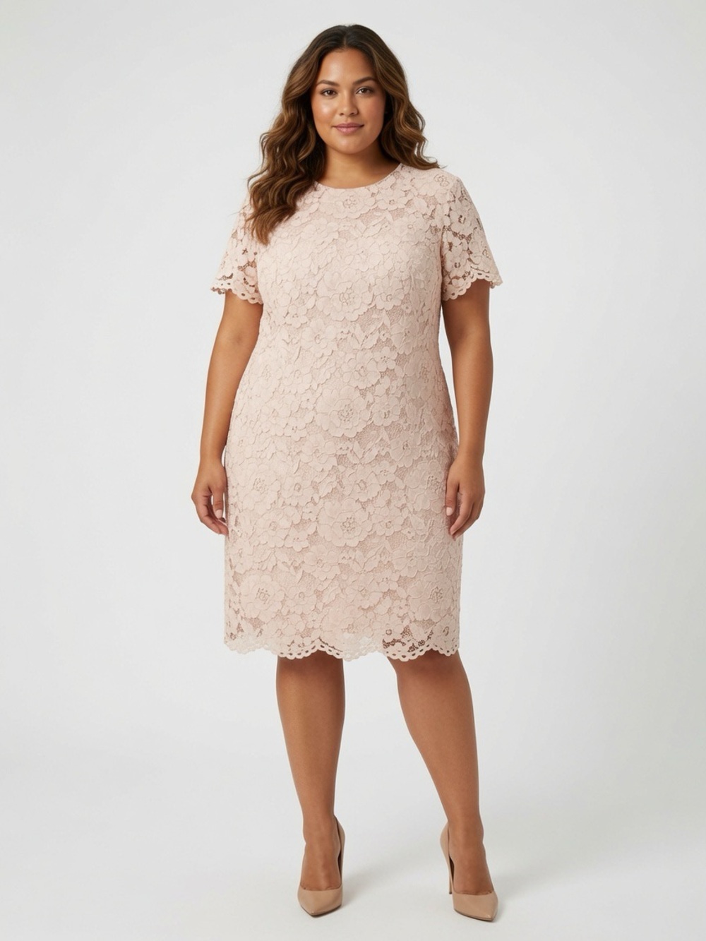 Women's Blush Lace Shift Dress 18